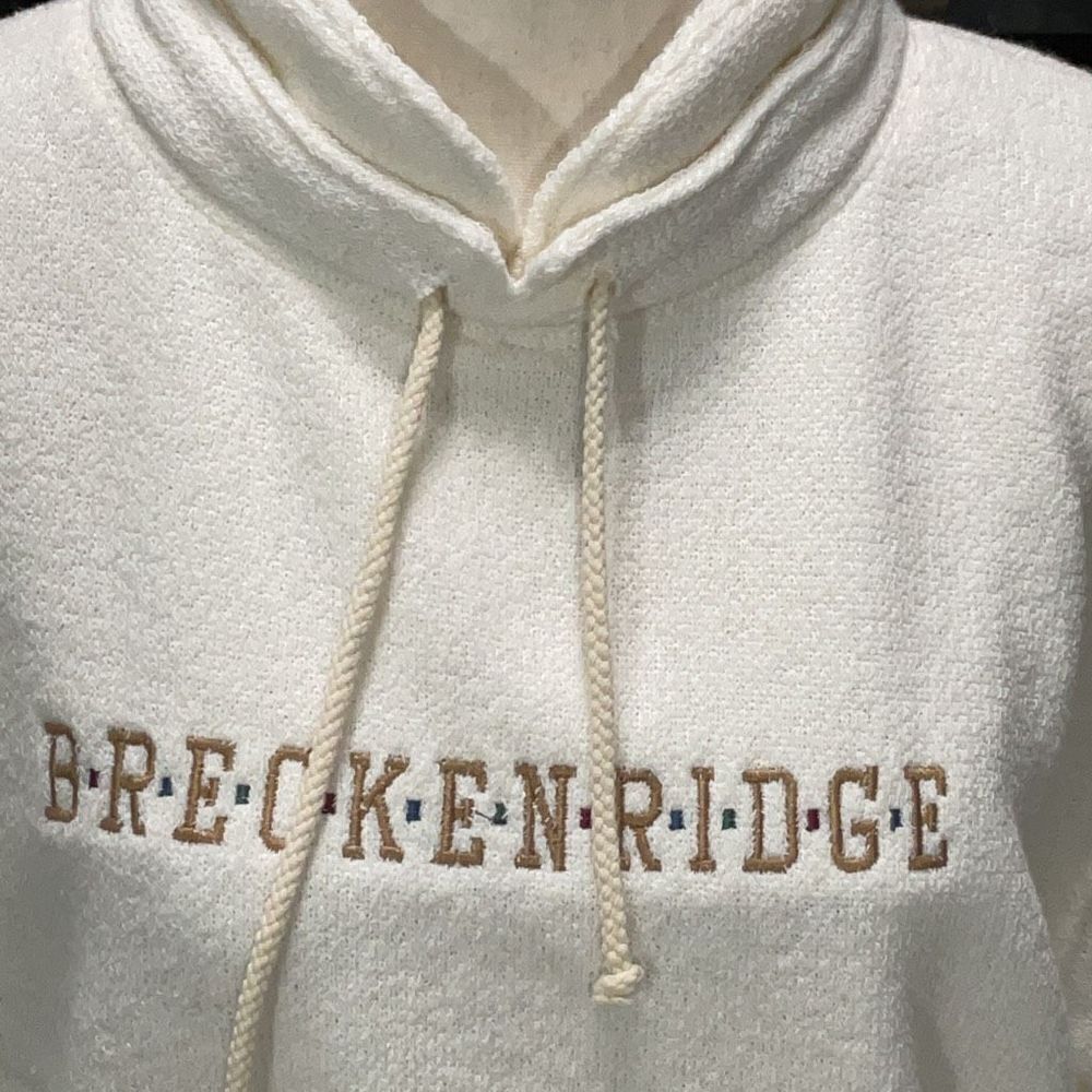 NWT Overwear Terry Mock Neck Long Sleeve Sweater Breckinridge Embroidered Cream - Picture 2 of 5